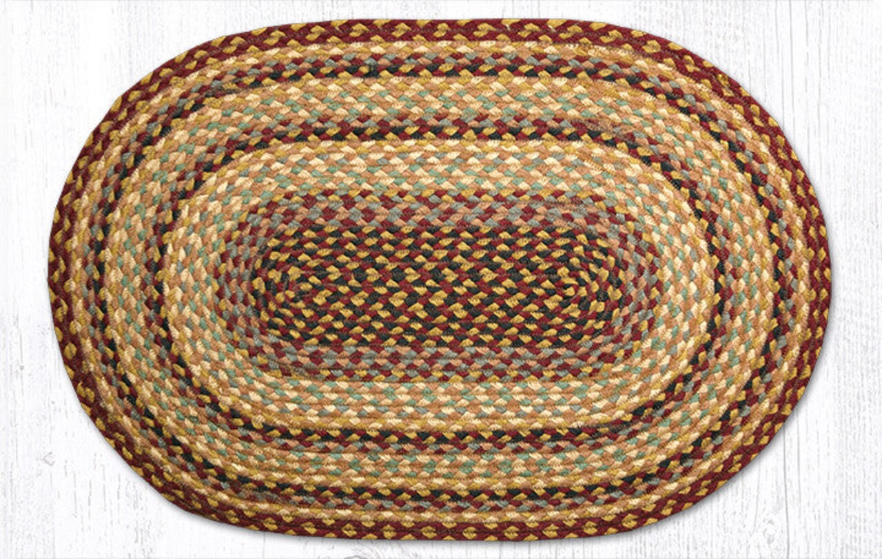 Earth Rugs C-357 Burgundy / Gray / Cream Oval Braided Rug 20" x 30"